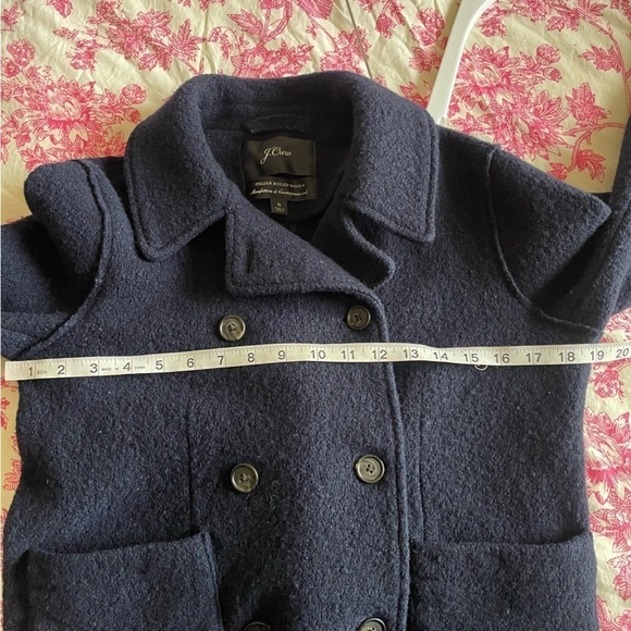 J. Crew Italian 100% Boiled Wool Navy Double Breasted Peacoat Jacket - Picture 8 of 9